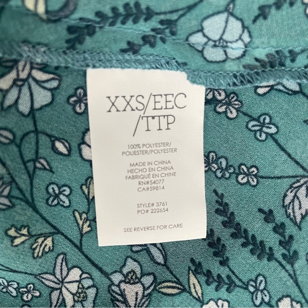 CAbi 3761 Kate Chase Field of Flowers Blouse Size XXS Blue Green‎ Floral Sheer - Picture 6 of 10